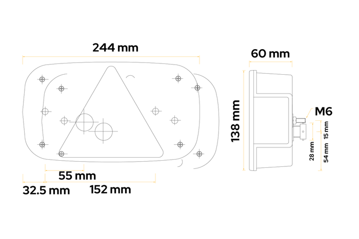 Задній ліхтар ASPÖCK Multipoint III, байонетний, 5-контактний, 6 функцій, правий